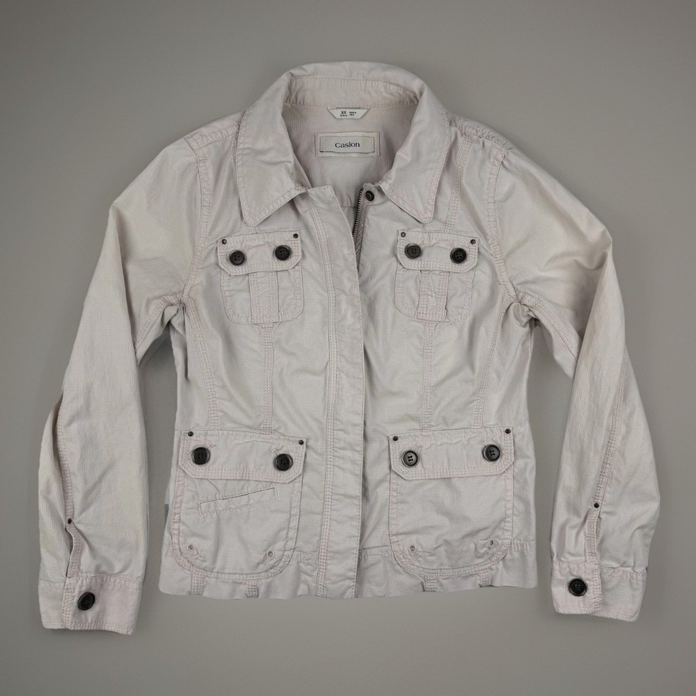 Caslon Utility Jacket XS Petite Blush Pink Cotton Safari Cargo Coat